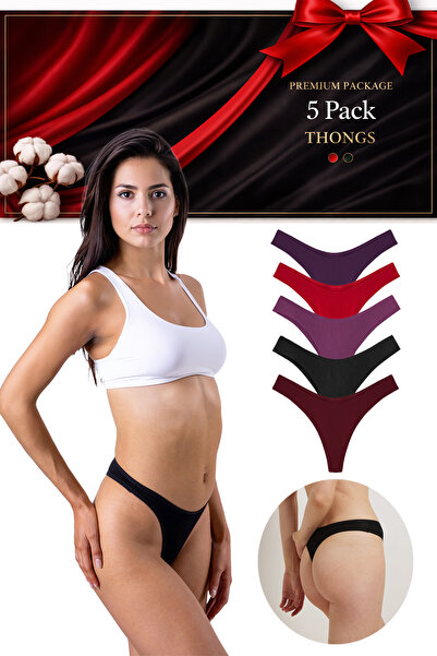 Yohannes Club Γυναικεία, βαμβακερά βασικά εσώρουχα στρινγκ, συσκευασία 5 τεμα...