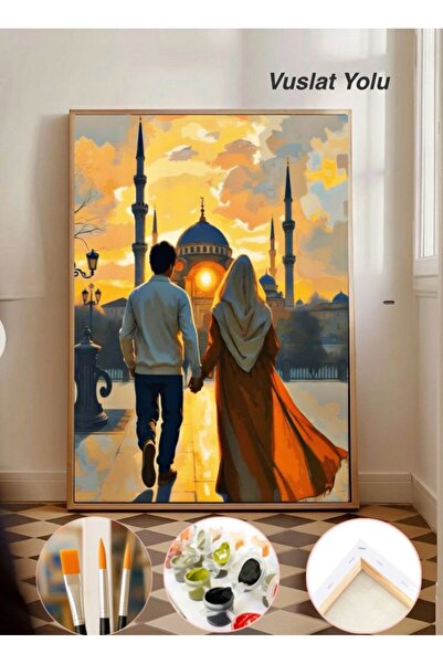 TT ART Sayılarla Boyama 40x50 Cm Tuval Seti Fırça Boya Dahil Çıtaya Gerili- V...