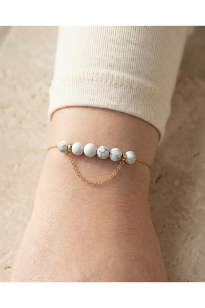 BHCL Natural Stone Bracelet, Dangle Steel Chain Bracelet, Gift Women's Bracelet