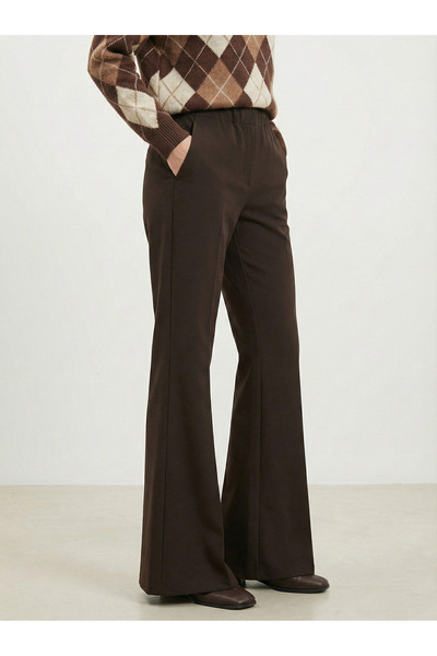 Foremia Flared Atlas Trousers-Brown
