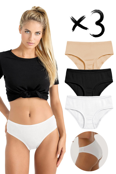 Yohannes Club Kadın, Pamuklu Basic SLİP Külot, 3'lü Paket, Basic Seri