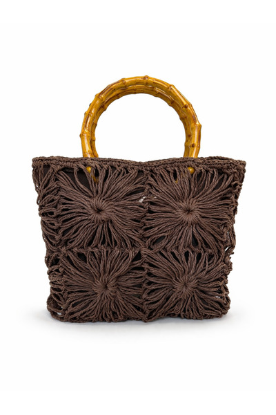 Merve Bayraktar Brown Flowered Bag