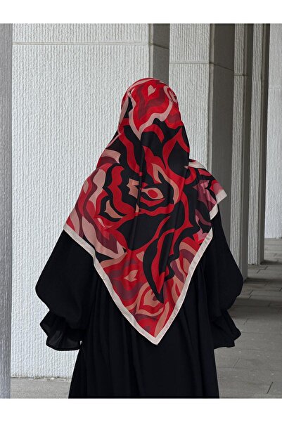 Qalortex Scarf Βαμβακερό Μαλακό Κασκόλ με Σχέδιο Μιχρά-Ροζ