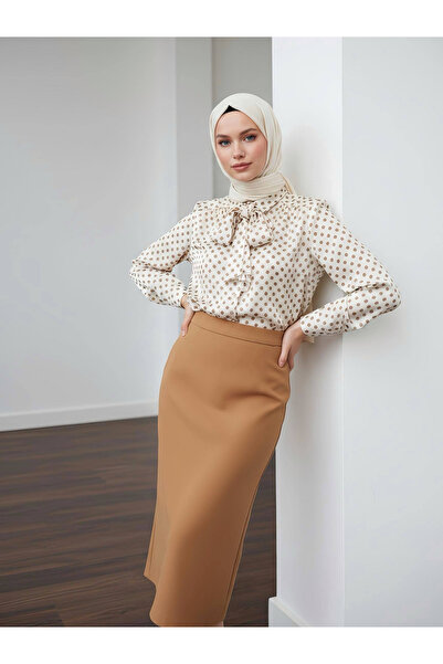 PERA MODA Cămașă cu eșarfă Paris cu model cu buline
