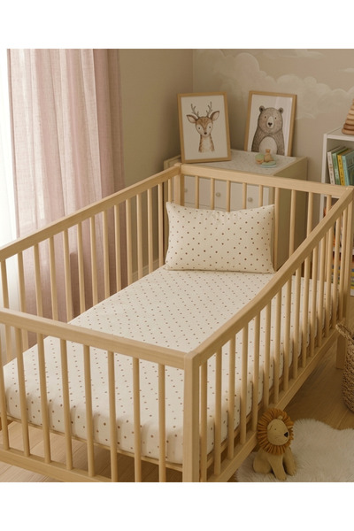 ngn collection Set of 2 100% Cotton Elastic Baby Sheets + Pillowcase Set Poplin 70X130 & 70X140 cm Compatible