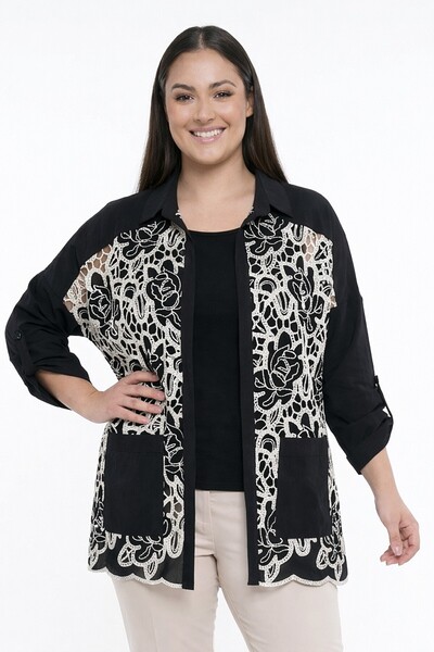 By Saygı Γυναικεία εσωτερική μπλούζα από λύκρα με τσέπες και δαντέλα, πουκάμι...