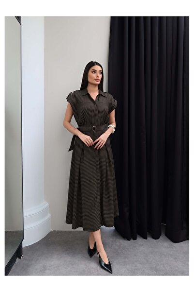 ESRAHELVACI Καρό μακρύ πουκαμισοφόρεμα με ζώνη