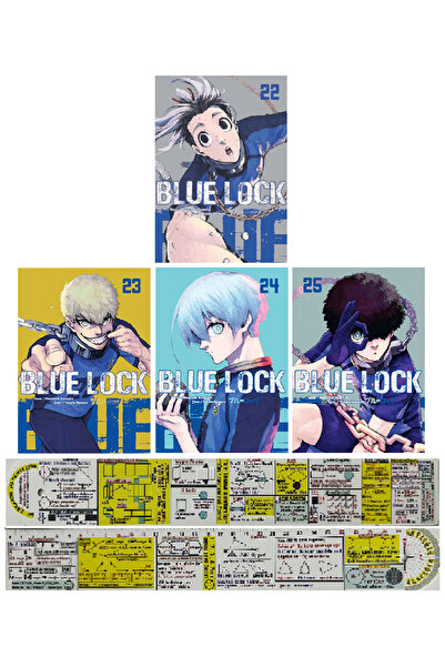 Komik Şeyler Blue Lock 22-23-24-25. Ciltler Manga Seti + Özel Cetvel