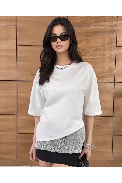 peri tower Γυναικεία μπλούζα από ύφασμα Modal με δαντέλα και μαλακή, χαλαρή ε...