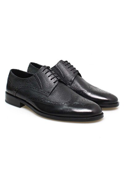 FRANCO CALVANI Black Color Lace-Up Genuine Leather Leather Sole Men's Shoes