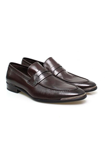 FRANCO CALVANI Brown Laceless Genuine Leather Leather Sole Men's Shoes