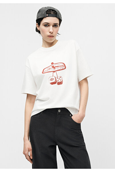 ZAVIXO Γυναικείο μπλουζάκι με στάμπα, oversized, 100% βαμβάκι |   Άνετο κοντο...