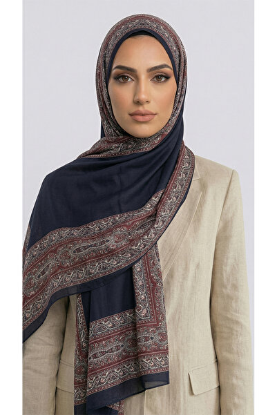 Karaca Chain Pattern Cotton Shawl - Black / Red