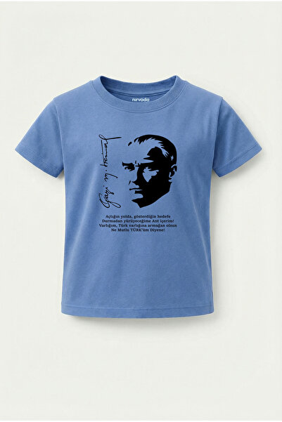 nirvoda Παιδικό μπλουζάκι με υπογραφή Ατατούρκ και στάμπα της αναμνηστικής μα...