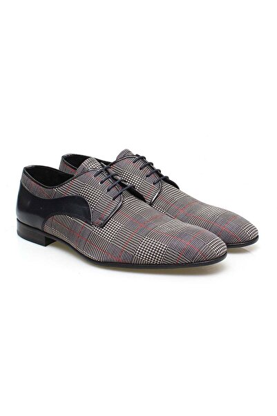 FRANCO CALVANI Plaid Lace-Up Genuine Leather Leather Sole Men's Shoes