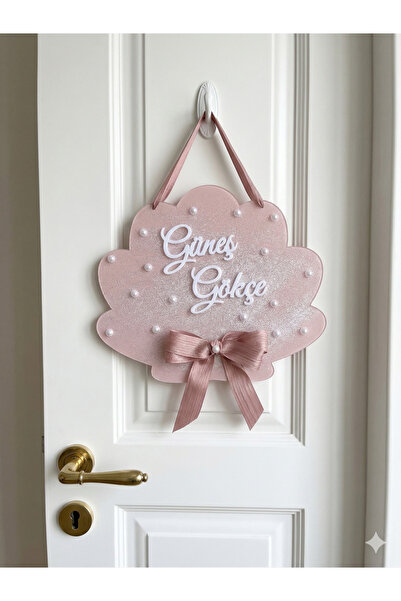 NaturessCo Διακοσμητικό Πόρτας με Φιόγκο από Πούδρα, Γκλίτερ και Πέρλες σε Σχ...