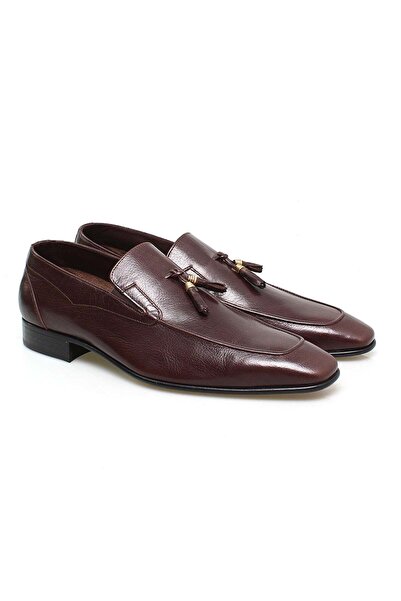 FRANCO CALVANI Brown Laceless Genuine Leather Leather Sole Men's Shoes