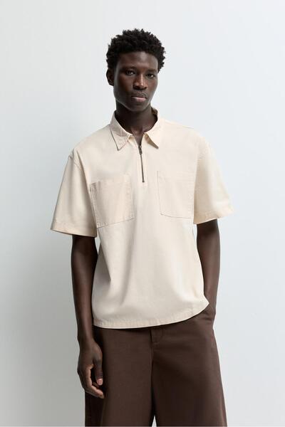 LEFTIES Cepli fermuarlı polo yaka t-shirt