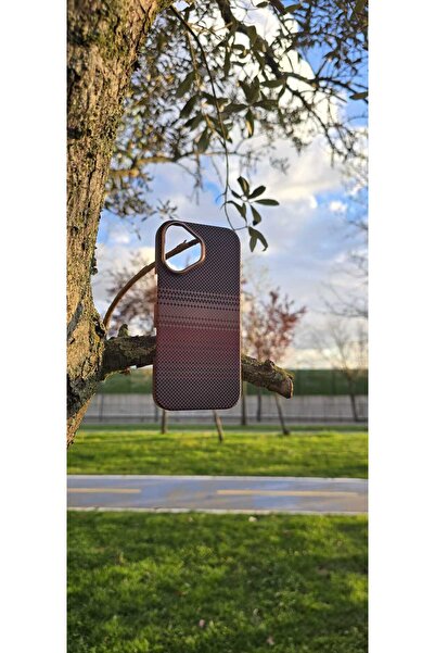 F CASE iPhone 17 Uyumlu Magsafe Hafif Karbon Kahverengi Kaplama Kılıf