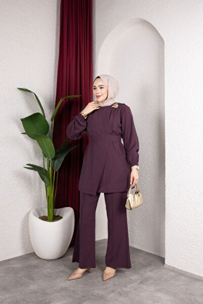 marwella İpek Tesettür Takım - Mürdüm