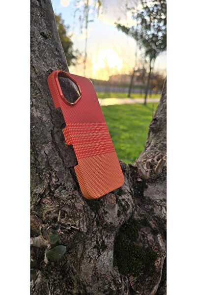 F CASE iPhone 17 Uyumlu Magsafe Hafif Karbon Turuncu Renkli Kaplama Kılıf