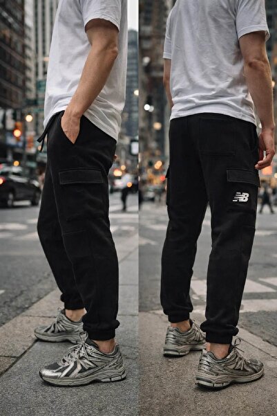 New Balance Μαύρο άνετο φούτερ παντελόνι