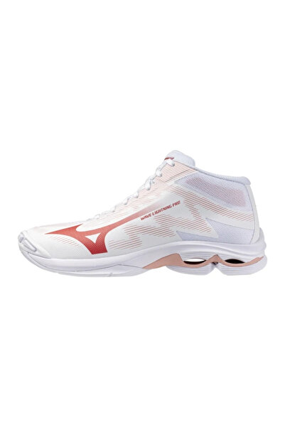 MIZUNO Wave Lightning Pro MID Kadın Voleybol Ayakkabısı Beyaz / Kırmızı