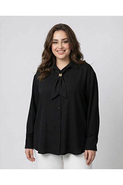 SolQ Πουκάμισο plus size - Μαύρο - Casual