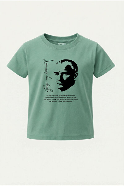 nirvoda Παιδικό μπλουζάκι με υπογραφή Ατατούρκ και στάμπα της αναμνηστικής μα...