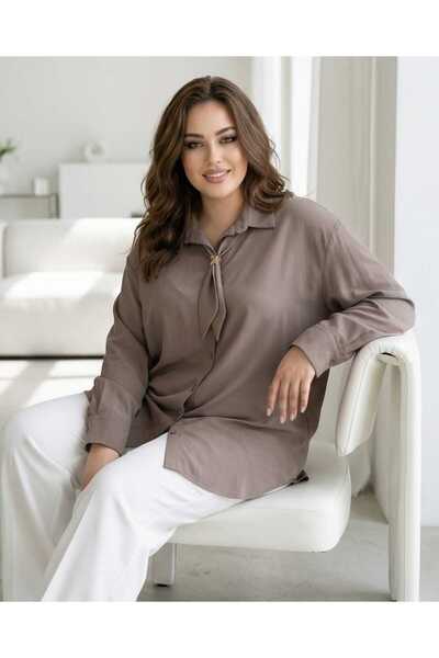 SolQ Γυναικείο πουκάμισο μεγάλου μεγέθους από ύφασμα Modal με άνετη εφαρμογή ...