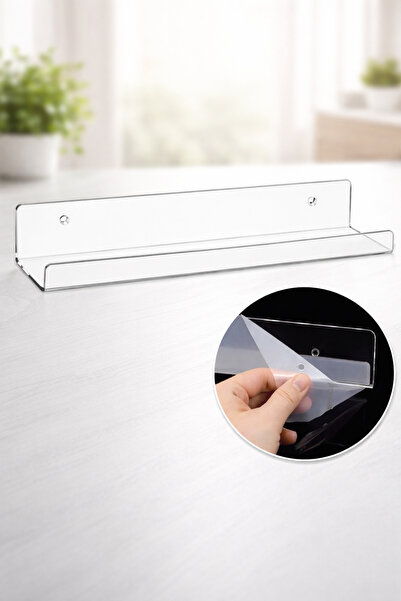 Yelbegen 3 mm Şeffaf Pleksi Duvar Rafı Banyo Mutfak Organizer Raf