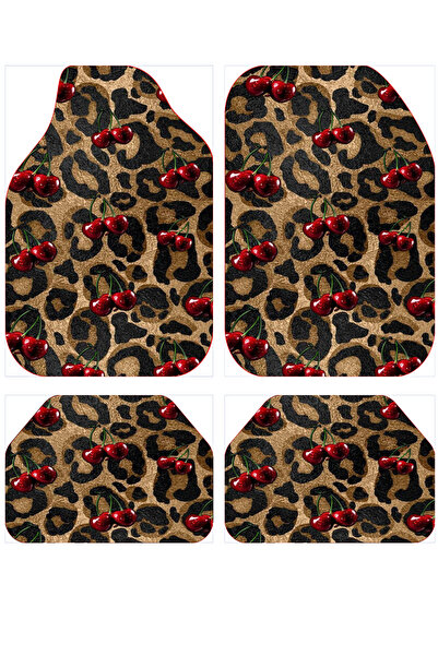 Carmine Carpet Dekoratif Leopar Desenli Oto Paspas Takımı Tüm Modellere Uyuml...