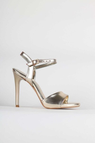 HMS moda Women's Thin Heel High Heel Hidden Platform Metallic Gold