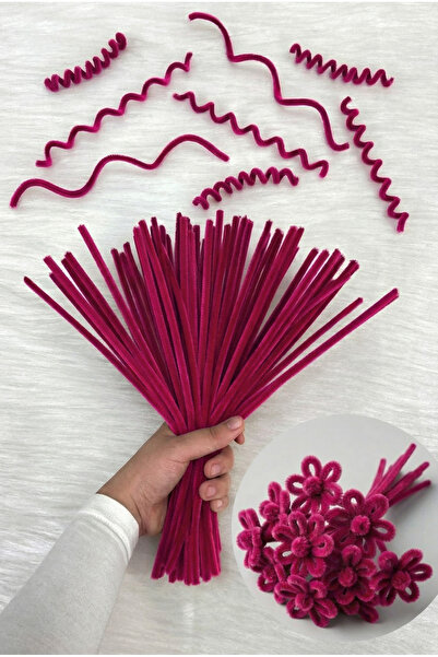 ZEYMERADE 100 τεμάχια Σκούρο Ροζ Σενίλ 30 εκ., Χνουδωτό βελούδινο σύρμα, Χειρ...