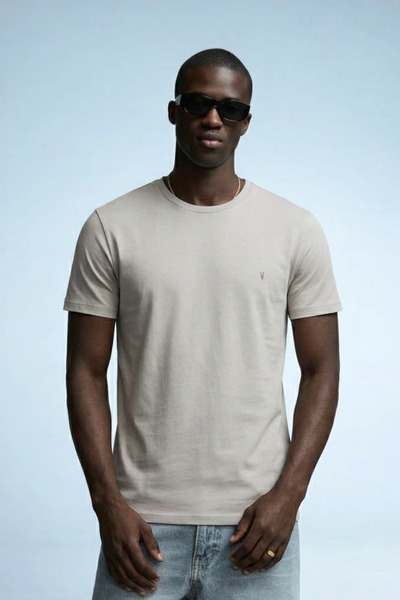MATERIAL Men's Crew Neck Short Sleeve Gray T-Shirt