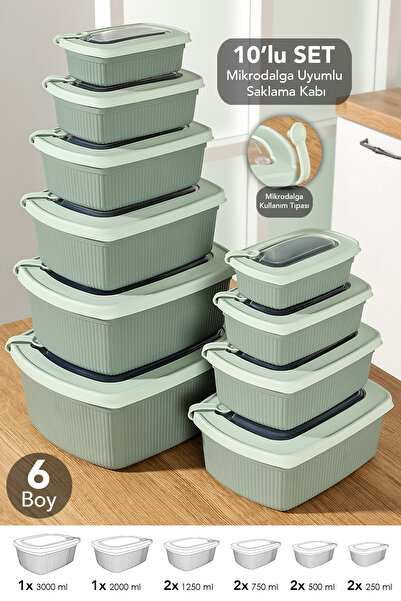 Meleni Home حاوية تخزين مستطيلة الشكل مخططة بغطاء للميكروويف - حاوية طعام منا...