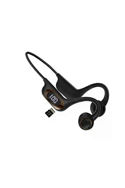 izel aksesuar Kemik İletimli Kulaklık Kablosuz Bluetooth Led Ekran Kulaklık S...