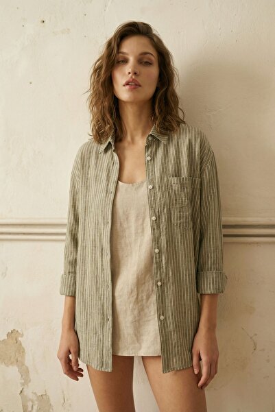 Hiccup MY FASHION Oversize Ριγέ Πουκάμισο με Κουμπιά