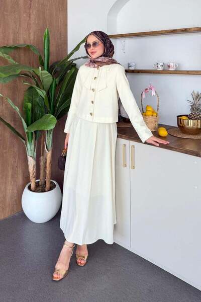 Hazamoda Σετ με φούστα και γιακά με φιόγκο, κίτρινο