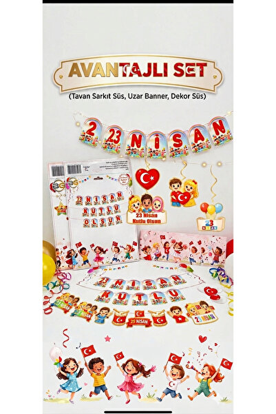 Dizayn Parti Evi DZYN 23 Nisan Banner Seti 3’lü | Çocuk Bayramı Süsleme Afiş ...