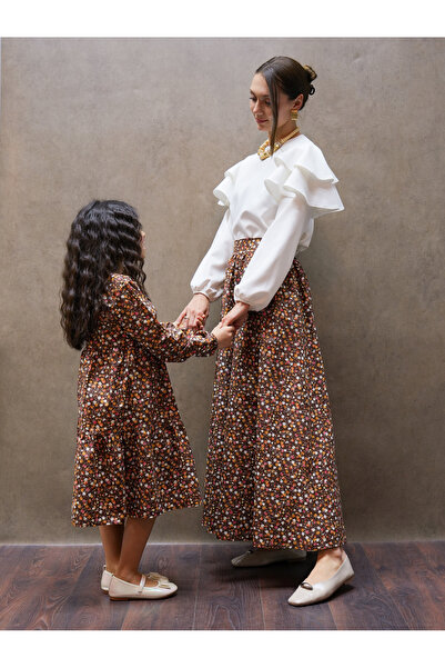 KÜÇÜĞÜM BUTİK Φούστα - Καφέ - Μακρύ