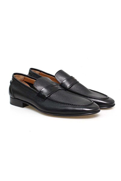 FRANCO CALVANI Black Color Laceless Genuine Leather Leather Sole Men's Shoes