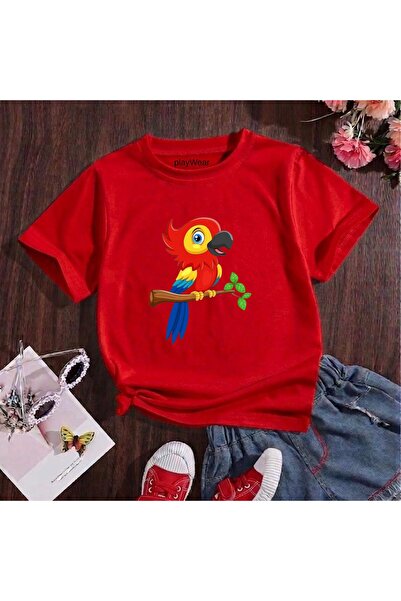 playwear Μπλουζάκι με στάμπα παπαγάλου, 100% παιδικό unisex μπλουζάκι για ηλι...