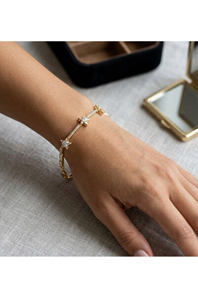 Lunarie Xuping 14K Altın Kaplama Zirkon Taşlı Yıldız Bileklik - Vintage Butik...