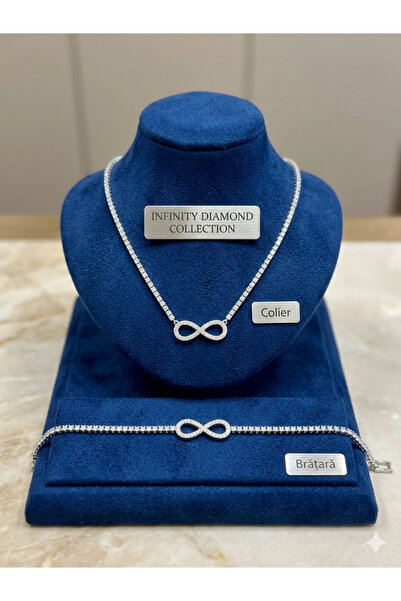 OEM Σετ Κοσμημάτων Άπειρο - Κολιέ και Βραχιόλι τύπου τένις με Κρύσταλλα, Επάρ...