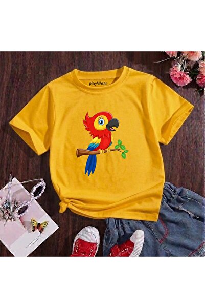 playwear Μπλουζάκι με στάμπα παπαγάλου, 100% παιδικό unisex μπλουζάκι για ηλι...