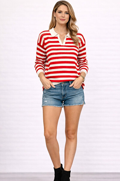 Trend Mixs White Striped Women's Sweater Stylish and Comfortable Casual Style