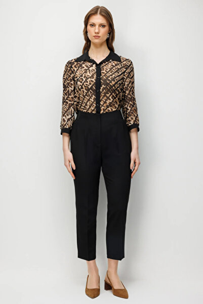 Ekol Narrow Leg Trousers with Thick Elastic Waistband-4168