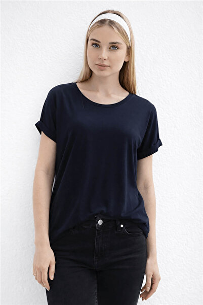 Fashion Friends Γυναικεία Μπλούζα με Λαιμόκοψη Ποδηλάτου σε Σκούρο Μπλε 26Y01...