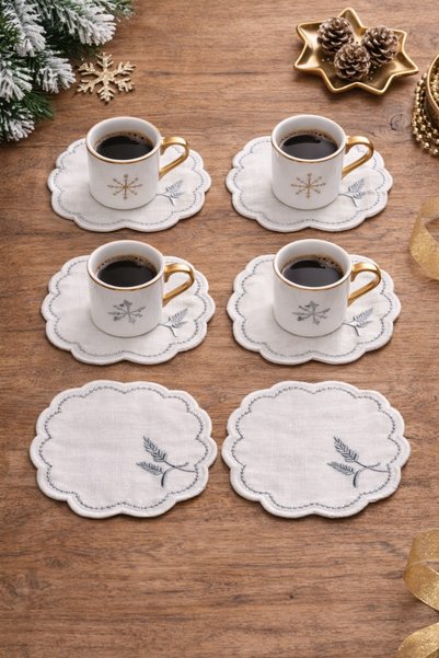 Masc Ozc Wheat 6-piece special embroidered coffee presentation napkin, cockta...